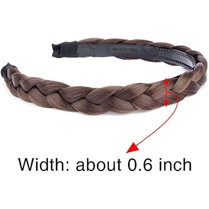 APSAMBR-0.6inch Braided Headband With Teeth Braids Hairband With Tooth Synthetic Hair Band Plaited Hairband For Women - Image 3